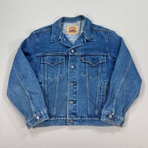 Vintage Levi's Denim Trucker Jacket Size‎ 44 Orange Tab 75515-0212